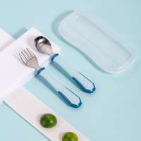 Baby feeding spoon and fork set plastic baby spoon with box learn to eat and feed