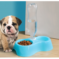 2 in 1 Non Slip Dog Pet Feeding Food Water Double Bowl Plastic Double Bowl