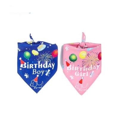 Hot style birthday theme pet triangle scarf single layer pet saliva towel dog bandana